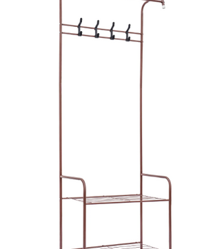 Staand Kledingrek met 2 Planken en 4 Haken – Metalen Garderoberek 165 cm
