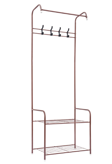 Staand Kledingrek met 2 Planken en 4 Haken – Metalen Garderoberek 165 cm