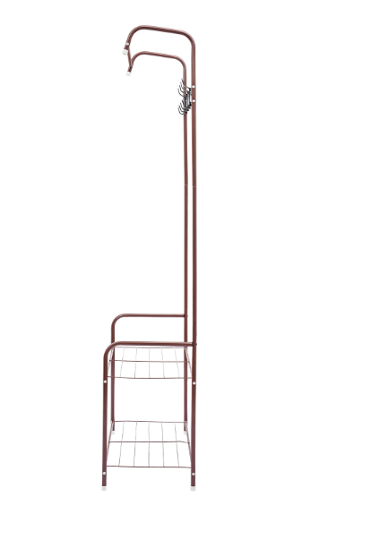 Staand Kledingrek met 2 Planken en 4 Haken – Metalen Garderoberek 165 cm