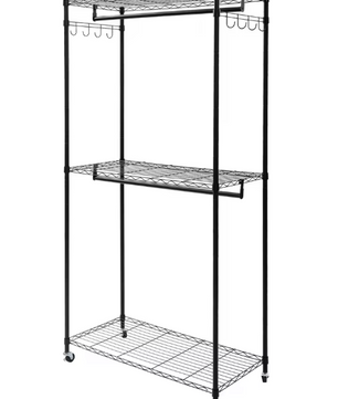 Dubbel Kledingrek op Wielen – 2-Laags Garderoberek 180 cm
