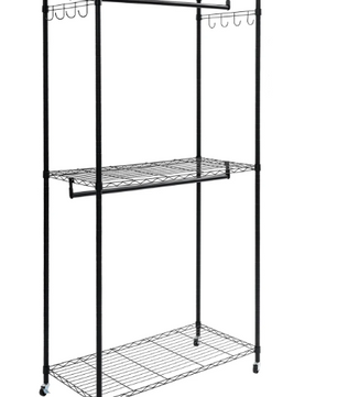 Dubbel Kledingrek op Wielen – 2-Laags Garderoberek 180 cm