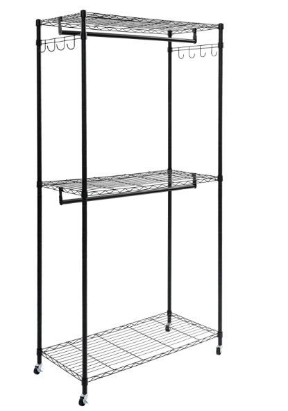 Dubbel Kledingrek op Wielen – 2-Laags Garderoberek 180 cm