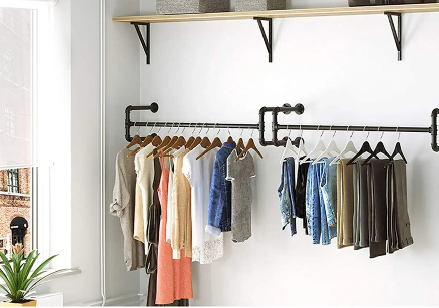 Industriële Wandkapstok – IJzeren Kledingrek 115 cm, 40 kg Draagkracht