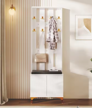 Moderne Garderobekast met Bank, Haken en Schoenopslag – Luxe Ontwerp
