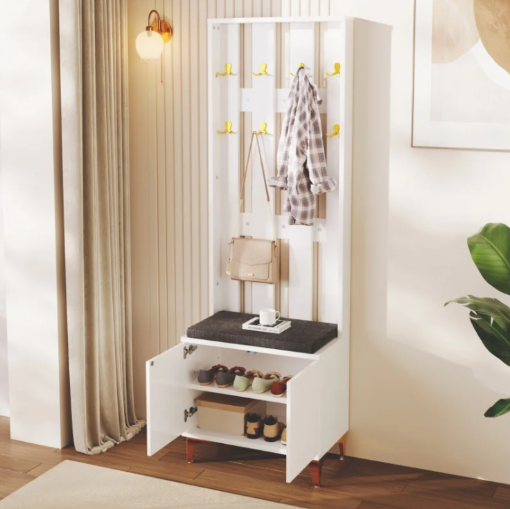 Moderne Garderobekast met Bank, Haken en Schoenopslag – Luxe Ontwerp