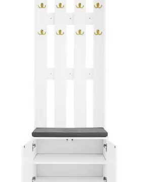 Luxe Garderobekast met Bankje, Schoenenopslag & Kapstokhaken – Modern Design, 60,5×35,2×180,5 cm