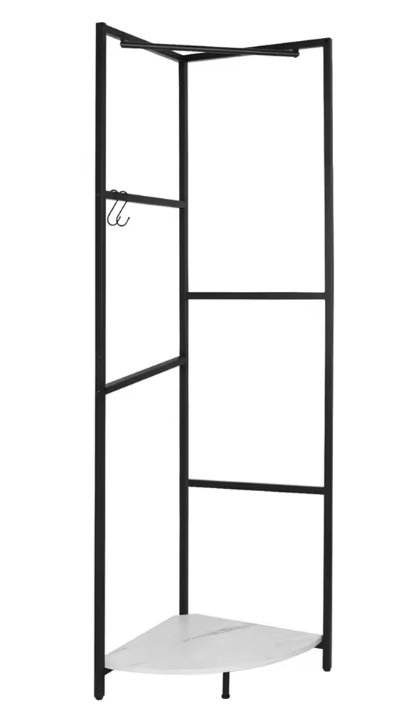 Metalen Hoekkast Kapstokrek met Legplank & Haken – Vrijstaand, 62×171 cm