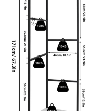 Metalen Hoekkast Kapstokrek met Legplank & Haken – Vrijstaand, 62×171 cm