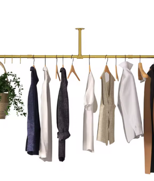 Wandmontage Kledingrek – Industrieel Buisontwerp met Haken & Ruimtebesparend Design