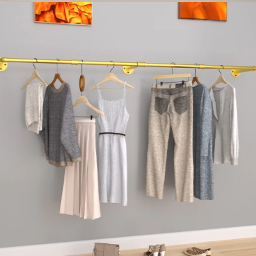 Wandmontage Kledingrek – Industrieel Buisontwerp met Haken & Ruimtebesparend Design