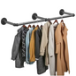 Wandmontage Kledingrek – Industrieel Buisontwerp 180 cm met Haken & Ruimtebesparend Design