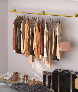 Wandmontage Kledingrek – Industrieel Buisontwerp 180 cm met Haken & Ruimtebesparend Design