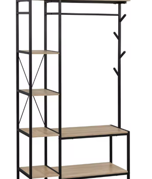 3-in-1 Kapstok met Bank, Kledingrek & 4-Lagen Opbergrek – Industrieel Design 100×175×40 cm