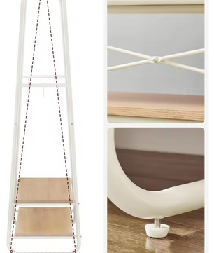 Kledingrek met 2 Planken & 6 Haken – Vrijstaand Opbergrek voor Hal & Slaapkamer