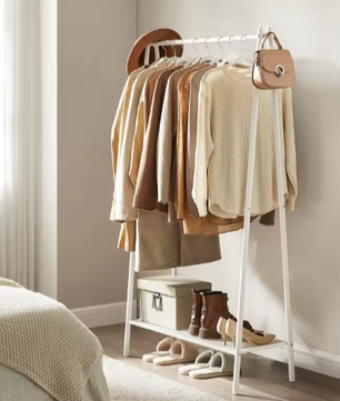 Minimalistische Kledingstandaard met Legplank – Stalen Frame & Draagkracht tot 55 kg