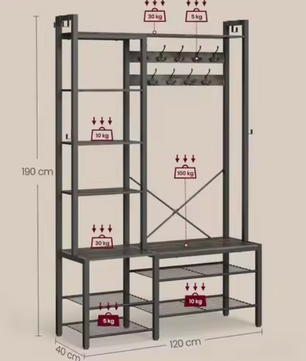 Kledingrek met Kapstok en Legplanken – Industrieel & Functioneel