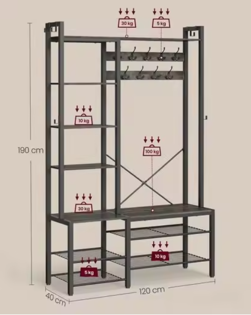 Kledingrek met Kapstok en Legplanken – Industrieel & Functioneel