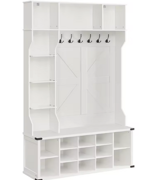 Kledingrek met Kapstok, Schoenenrek en Zitbank – 4-in-1 Halmeubel