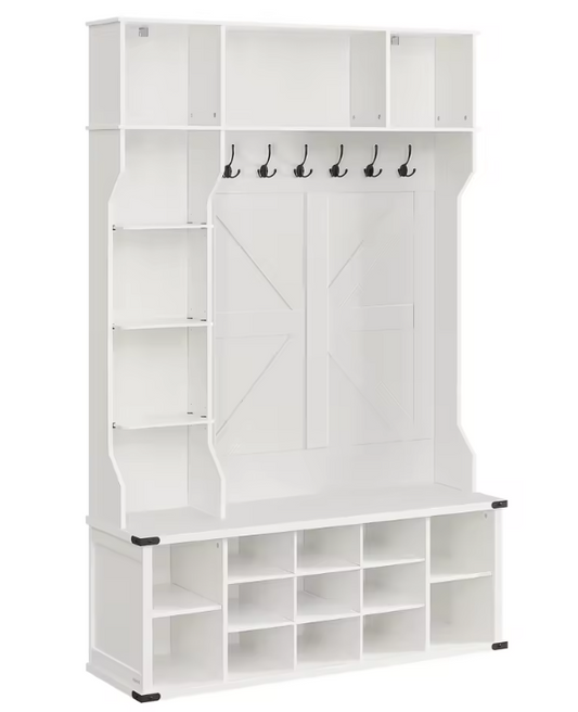 Kledingrek met Kapstok, Schoenenrek en Zitbank – 4-in-1 Halmeubel