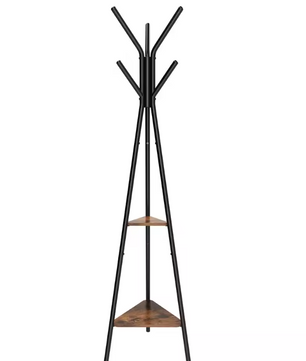 Vrijstaand Kledingrek met Kapstok en Vintage Legplanken – Industrieel Design