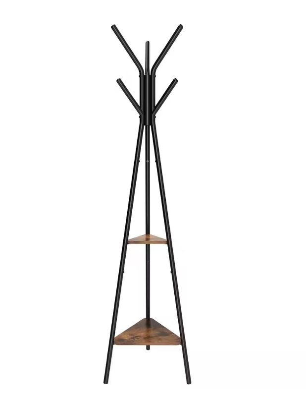 Vrijstaand Kledingrek met Kapstok en Vintage Legplanken – Industrieel Design