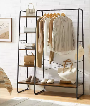 Multifunctioneel Kledingrek met Kapstok, Schoenenrek & Legplanken – Industrieel Design