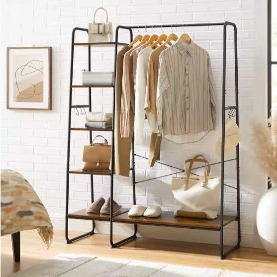 Multifunctioneel Kledingrek met Kapstok, Schoenenrek & Legplanken – Industrieel Design