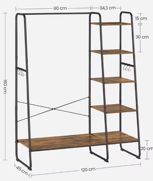 Multifunctioneel Kledingrek met Kapstok, Schoenenrek & Legplanken – Industrieel Design