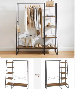Multifunctioneel Kledingrek met Kapstok, Schoenenrek & Legplanken – Industrieel Design