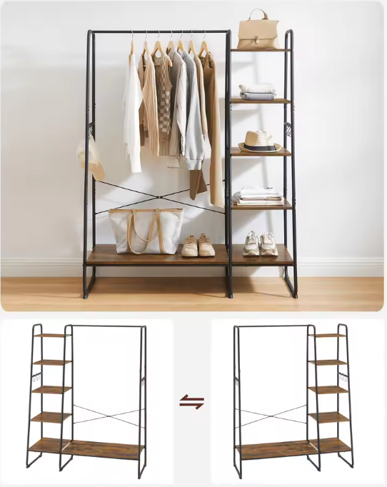 Multifunctioneel Kledingrek met Kapstok, Schoenenrek & Legplanken – Industrieel Design