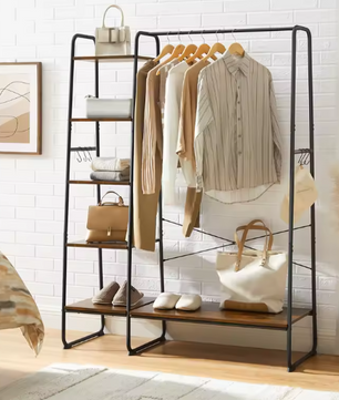 Multifunctioneel Kledingrek met Kapstok, Schoenenrek & Legplanken – Industrieel Design