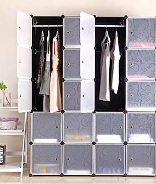 Opvouwbare Kast met 20 Kubussen & 2 Kledingroedes – Modulair en Ruim