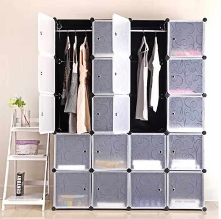 Opvouwbare Kast met 20 Kubussen & 2 Kledingroedes – Modulair en Ruim