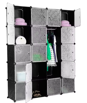 Opvouwbare Kast met 20 Kubussen & 2 Kledingroedes – Modulair en Ruim