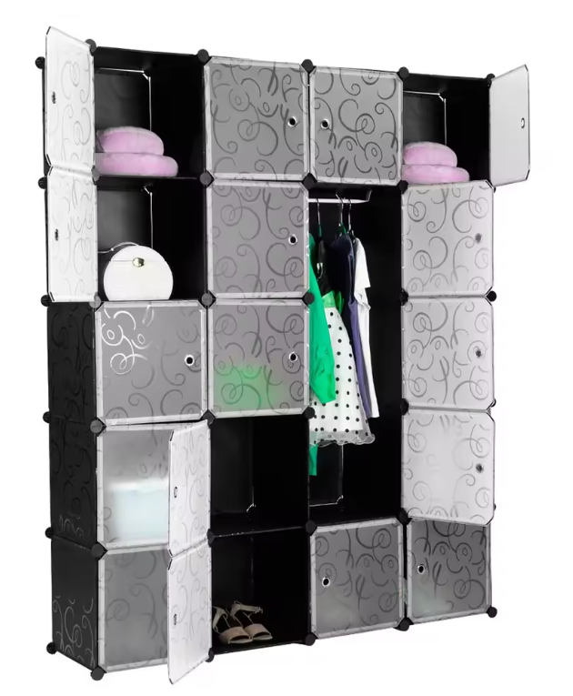Opvouwbare Kast met 20 Kubussen & 2 Kledingroedes – Modulair en Ruim