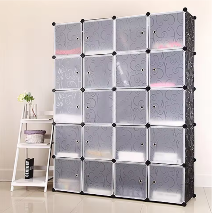 Opvouwbare Kast met 20 Kubussen & 2 Kledingroedes – Modulair en Ruim