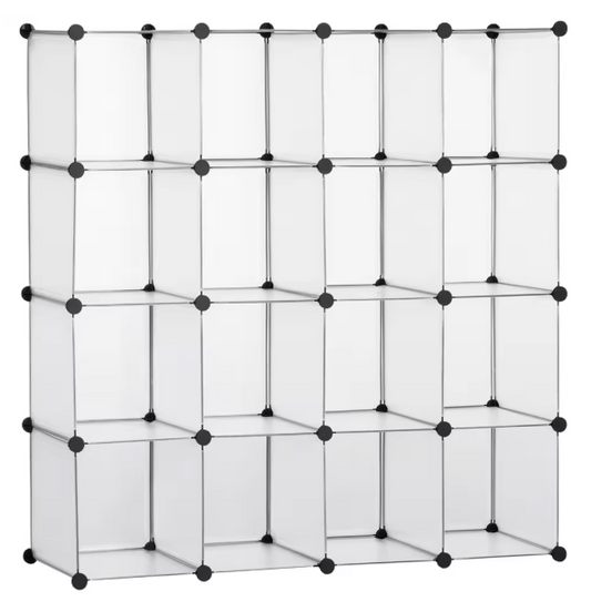Modulaire Opvouwbare Kast met 16 Kubussen – Transparant & Ruim