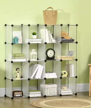 Modulaire Opvouwbare Kast met 16 Kubussen – Transparant & Ruim