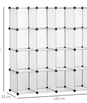 Modulaire Opvouwbare Kast met 16 Kubussen – Transparant & Ruim
