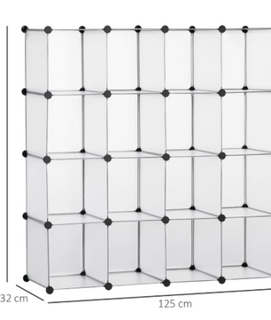 Modulaire Opvouwbare Kast met 16 Kubussen – Transparant & Ruim