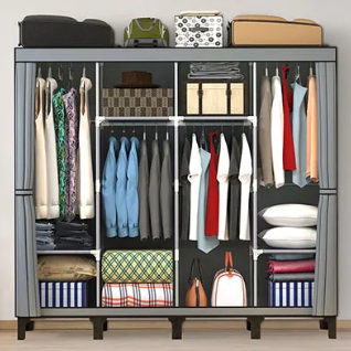 Opvouwbare Stoffen Kledingkast – 170×45×175 cm, Met Roede & Planken, Stabiel en Ruim