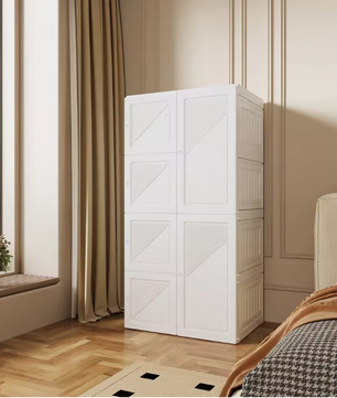 Opvouwbare Kledingkast van PP – 136×69×50 cm, Met Roede & Compartimenten, Stabiel en Ruim