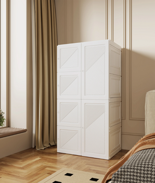 Opvouwbare Kledingkast van PP – 136×69×50 cm, Met Roede & Compartimenten, Stabiel en Ruim