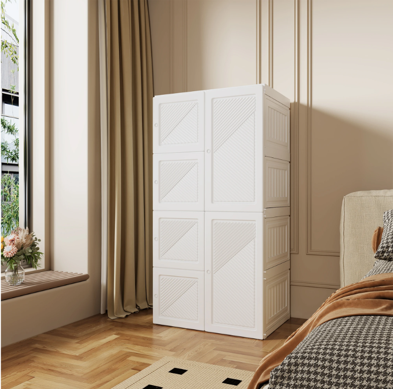 Opvouwbare Kledingkast van PP – 136×69×50 cm, Met Roede & Compartimenten, Stabiel en Ruim