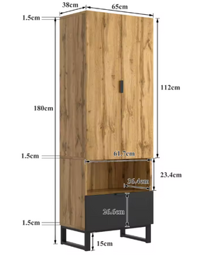 Smalle Kledingkast met Schuiflade & Verstelbare Planken – Met Kledingroede, Vrijstaand en Functioneel