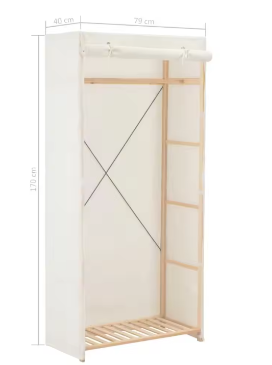 Opvouwbare Stoffen Kledingkast – 79×40×170 cm, Met Roede & Stoffenhoes, Lichtgewicht en Functioneel