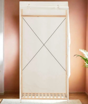 Opvouwbare Stoffen Kledingkast – 79×40×170 cm, Met Roede & Stoffenhoes, Lichtgewicht en Functioneel