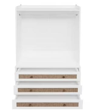 Witte Boho Kledingkast met 3 Lades – 70×48×180 cm, Stijlvol en Functioneel