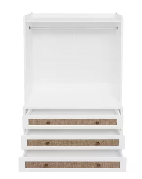 Witte Boho Kledingkast met 3 Lades – 70×48×180 cm, Stijlvol en Functioneel