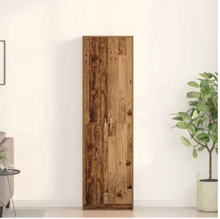 Vintage Houten Kast met Planken – Vrijstaand & Duurzaam 55×25×189 cm